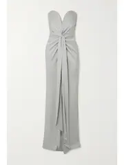 [Alex Perry] Alex Perry - Griffith Strapless Twist-front Satin-crepe Gown - Gray - UK 8 UK 8 Gray