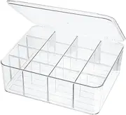 ZEXALOR Socks Underwear Drawer Organzier Dividers, 16 Compartment Removable Divided Plastic Storage Bin with Lid, Storage Organizer for Scarves Ties Bras, Clear Dresser Drawer Organizers