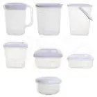 Clear Plastic White Lid Container Storage Box Airtight Kitchen Food Freezer Tub