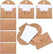 Piriuuo 25 Pcs Mini Envelopes with Blank Cards, 4.1 x 2.8 inch Gift Card Envelopes Cute Tiny Envelope with Heart Clasp Kraft Paper Envelope for Gift Cards, Wedding Party Favors