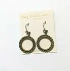 Liz Palacios green swarovski Crystal Drop round Earrings circle gold filled hook