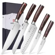 KEEMAKE 5PCS Kitchen Knife Set Stainless Steel Chef's Knives Slicing Tools Cut