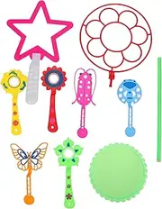 Kisangel 9Pcs Colorful Bubble Wand Set Outdoor Blowing Bubble Maker for Backyard Park Pool Beach Activities Engaging and Interactive Fun