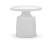 Palemo Round Pedestal Tray Steel Side Table in Matte White