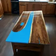 Blue Resin Epoxy Dining Table Top Handmade Acacia Wood Counter Top Slab Home Dec