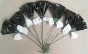 Set of Draft Horse Decorations - Black, White Mane, Tail, Flowers