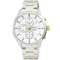 在飛比找momo購物網優惠-【SEIKO 精工】精工三眼計時賽車錶-中金(SKS541P