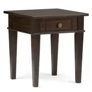 Simpli Home Carlton Wood 18" Square Transitional End Side Table in Brown
