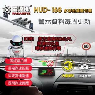 征服者 雷達眼HUD- 168 多彩抬頭顯示安全警示器 區間測速警示 科技執法警示 測速警示 一鍵更新 贈外接天線
