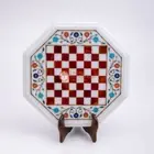 White Marble Handmade Decorative Chess Set Table Top Mosaic Inlaid Art Decor