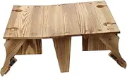 BESPORTBLE 1pc Outdoor Portable Wooden Folding Table Multi Functional Storage Basket for Picnics Camping and Home Use Lightweight Design with Stable Structure Deep Wood Color