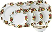 [Royal Albert] Old Country Roses Plate and Bowl 12 Piece Set