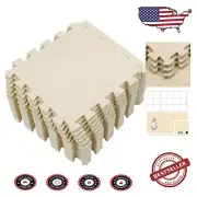 Elegant Beige Interlocking EVA Foam Mat - 18 Tiles for Safe Play & Exercise