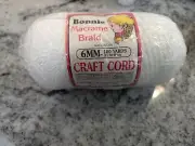 Vintage Bonnie Macrame Braid Craft Cord 6mm WHITE 100 Yards Pepperell New