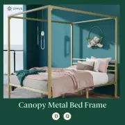 Zinus Patricia Metal Canopy Steel Four Poster Bed Frame - Double/ Queen