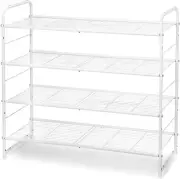 4-Tier Stackable Shoe Rack Expandable & Adjustable Organizer Storage Shelf Wire