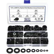 1200 Pcs Round Nylon Flat Washers Assortment Kit for Household Appliances