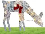 Light Up Reindeer Outdoor Christmas - Iron Moose Lighted Bell Bow | Lawn Decoration Deer Yard Lights Decor for Festive Glow