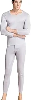 [METWAY] Silk Long Underwear Men's Mulberry Silk Long Johns Top and Bottom Thermal Underwear Set/Base Layer