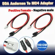 2 x 110CM MC-4 CONNECTOR TO 50AMP ANDERSON PLUG SOLAR CABLE ADAPTOR WIRING LEAD