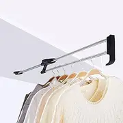 Pull Out Wardrobe Clothes Hanger, Retractable Heavy Duty Wardrobe Hanger, 9.8-19.6 in Adjustable Pulle Out Rail Rod Aluminum ABS Silver, Multi-Purpose Storage Rack Learned extensively KeYJ