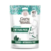 1 x Guru Nanda 2-In-1 Floss Picks 40 Count BPA-Free Non-Toxic Mint Dental Tool