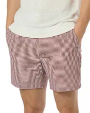 Onia Charles Gingham Check Regular Fit 6.25 Swim Trunks