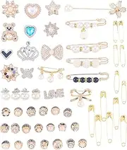 [NOIMTTY] 55pcs Brooch Accessories Charms for Socks Bling Golden Designer Safety Pin Shoes Junk Sock Charms, Acrylic, no gemstone, Acrylic, no gemstone