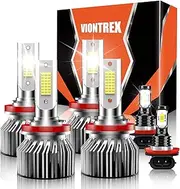 Compatible for Nissan Altima Light Bulbs,2007 2008 2009 2010 2011 2012 2013 2014 2015 2016 2017 2018 H11 High Beam H11 Low Beam H11 Fog Lights Bulbs, 6500K White Car Light Bulbs, Plug and Play 6-Pack