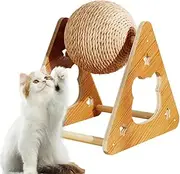 Cat Scratcher Ball,Interactive Cat Scratcher - Natural Sisal Nail Filing Exercise Wheel Wood Frame for Climbing Kitten Medium Breed Dog Small Large Apartment