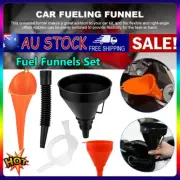 3x Fuel Funnels Set Plastic Long Neck Oil Funnels with Detachable Spout&Filter