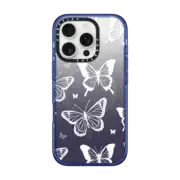 iPhone 16 Pro Impact Case MagSafe Compatible White Transparent Butterfly Pattern