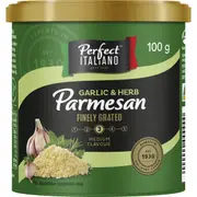 Perfect Italiano Garlic & Herb Parmesan Finely Grated 100g