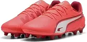 Unisex Kid's King Match Fg/Ag Jr Soccer Shoe, Glowing Red Puma White Red Fire, 3 US
