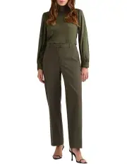 [David Lawrence] Arthur Wool Blend Pant in Olive
