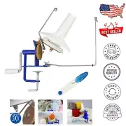 Large Metal Yarn Ball Winder with Integrated Thread Cutter - Blue & White
