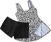 [Generic] Women Plus Size Swimsuits Two Piece Bathing Tops with Swim Shorts Athletic Swimwear American Swimsuit Women Plus Size
