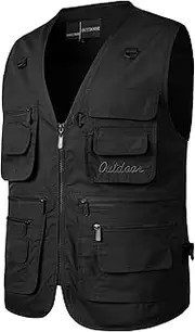 [Yukirtiq] Men's Outdoor Vest with Many Pockets, Quick-Drying, Multifunctional Vest for Fishing, Hiking, Hunting, Military, Range, Safari, Photography, Lightweight Gilet