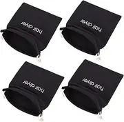 Hair Dryer Storage Pouches 4pcs Canvas Drawstring Bags Travel Home Use Cotton Material Black Embroidered