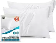 Utopia Bedding Waterproof Pillow Protectors with Zipper Queen Size (2 Pack), Terry Pillow Covers, Bed Bug and Dust Mite Proof