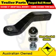 FORGED 4500KG 2" x 4" DROP BALL MOUNT + 50MM 3500KG TOW BALL - HITCH TONGUE BAR