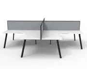 RAPIDLINE RAPID ETERNITY CORNER WORKSTATION 4 Person W1500 x W1500 x D750 x H730mm (per user) White Top Black Quad Frame