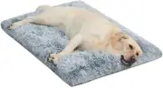 Large Dog Bed Crate Pad Mat for Cages, Washable Anti-Slip Pet Bed, 35"x23" Grey