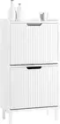 White Shoe Cabinet with 2 Flip-Drawers Narrow Shoe Rack Storage Cupboard Organiz