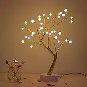Bonsai Lighted LED Shimmer Table Top Light - Battery & USB Powered Touch Switch Lit Pearl Branch for Holiday Home Decorative Twinkling Fairy Light Spirit Tree (TLGWW-P36)