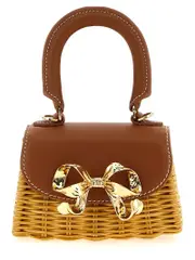 [Self Portrait] Self Portrait-Rattan Micro Bow Borse A Mano Marrone-Donna OS