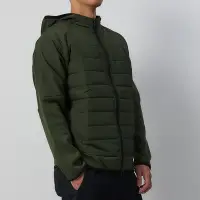 在飛比找Yahoo奇摩購物中心優惠-New Balance 男款 綠色 拼接 排汗 鋪棉 連帽 