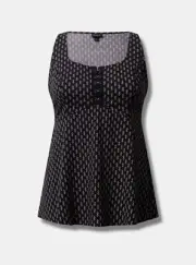 Torrid Fit And Flare Rayon Slub Sleeveless Top Black Plus 5 5X 28 #G25066