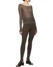 Lemaire Seamless Crewneck Sheer Top dark brown