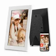 White EU Plug 100-240V 10.1in WiFi Digital Photo Frame Built-in 16GB Memory Smar